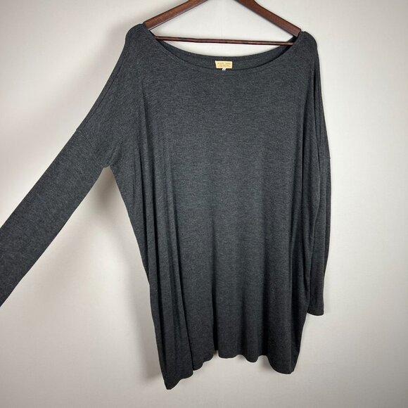 Piko 1988 Tunic Top Womens Large Gray Drop Shoulder Long‎ Sleeve Oversized Flowy - Picture 5 of 10